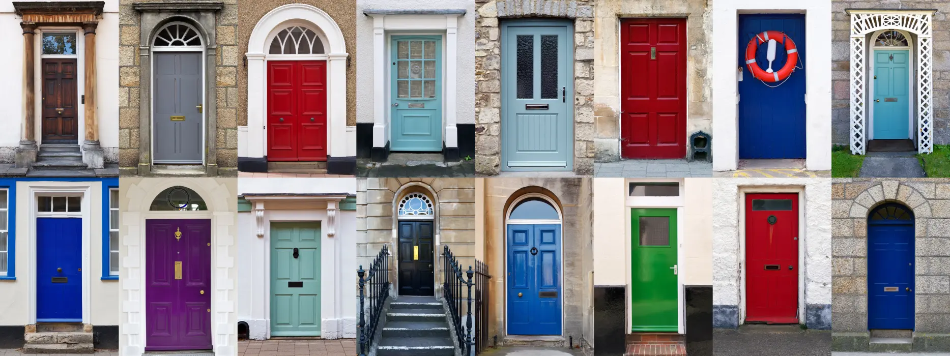 A colourful selection of front doors