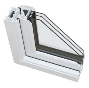 Triple glazed section Triple glazed window cross section